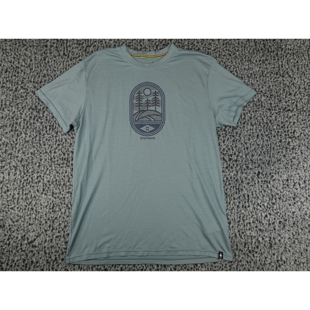 Smartwool Graphic T-Shirt Unisex Medium Sage Green Good Merino Wool Blend Hiking